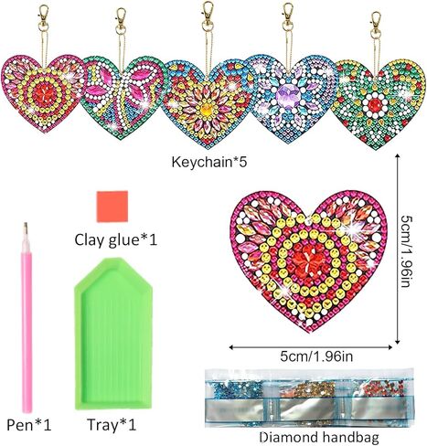 LazyFold 5Pcs Diamond Art Painting Keychain Kits for Adults,Datura Theme Pattern Diamond Painting Keychain Ornaments Key Ring Art Pendant Fall Festival Decor in Saudi Arabia