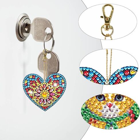 LazyFold 5Pcs Diamond Art Painting Keychain Kits for Adults,Datura Theme Pattern Diamond Painting Keychain Ornaments Key Ring Art Pendant Fall Festival Decor in Saudi Arabia