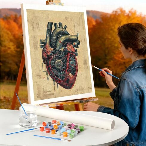 AUKVLZS Mechanic Engine Heart Steampunk Paint by Numbers Kit DIY Paint by Numbers Artwork Adults Beginners 40x50cm in Kuwait