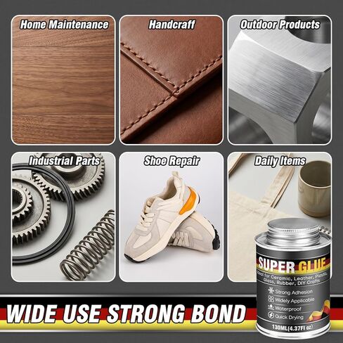 Super Glue, Super Glue All Purpose with Built-in Brush Applicator, 130ml Quick Dry Waterproof Adhesive, Superglue for Shoes, Wood, Leather, Rubber, Plastic, Metal, DIY & Home Repairs in Saudi Arabia