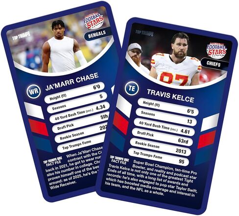 لعبة بطاقات Top Trumps لنجوم كرة القدم الأمريكية - ألعاب عائلية للأطفال والكبار - ألعاب تعليمية - ألعاب بطاقات للأطفال للاعبين وأكثر - ألعاب حرب الأطفال - حروب البطاقات - للأطفال بعمر 6 سنوات فما فوق in Kuwait
