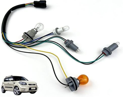 92450-B2000 Tail Light Lamp Wiring Harness Socket Holder & Bulbs | Fit for Kia Soul 2014-2019 | 5-Wire Design | Halogen Bulb Set Included | Left/Right Side Compatible | 92450B2000 in Saudi Arabia