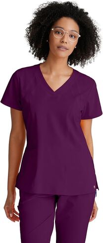 BARCO ONE Racer Classic Fit Scrub Top for Women – Neon Flame, 4-Pocket V-Neck Scrub Shirt w/ 360 Spandex Stretch – Moisture Wicking, Anti-Static & Quick-Shed to Release Pet Hair – S, Regular Fit in Saudi Arabia