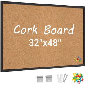Forlogic Cork Board Bulletin Board with Black Wood Frame， 32 x 48 Large Corkboard Pin Board for Wall,Office,Home and School in Saudi Arabia