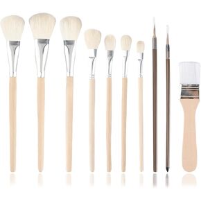 10-PCS Ceramic Paint Brush Set, Versatile Blending Brush Paint Brushes,Goat Hair Mop Brush & Glaze Brushes for Acrylic Painting - Ideal for Pottery Artists, DIY Crafters, Face Body Art in Saudi Arabia