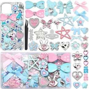 BELICEY Junk Case Charms Y2K Bow Big Charm for Junk Cases 3D Pink Star Butterfly Charms for Phone Case Blue Heart Flower Bear for Customizing Cute DIY Craft in Kuwait