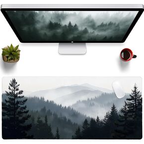 Mouse Pad, Large Extended Gaming Mouse Pad, Non Slip Rubber Base & Stitched Edges Mousepad, Grey Forest Desk Mat for Office Computer Keyboard Home(35.4 x 15.7 inch, Grey Forest) in Saudi Arabia