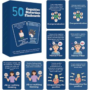 Cognitive Distortion Flashcards – 50 Visual and Textual Guidance Cards for Recognition of Biases, Mental Well-Being Support in Kuwait