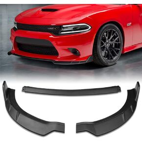 Front Bumper Lip fit for compatible with 2015-2021 Dodge Charger SRT, Front Bumper Lip Spoiler Air Chin Body Kit Splitter Unpainted Matt Black ABS, 2016 2017 2018 2019 in Kuwait