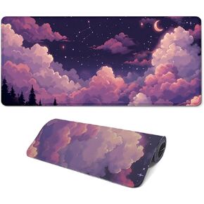 Gaming Mouse Pad with Anti-Slip Rubber Base, Large Kawaii Cute Computer Mouse Mat with Stitched Edges, Anime Aesthetic Mousepad for Laptop and Keyboard, 31.5 x 11.8 inch (Black Leopard Print) in Kuwait