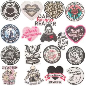 18 Pcs Dark Romance Book Themed Iron On Patches, Spicy Book Club Embroidered Appliques for Readers Jackets Backpacks in Saudi Arabia