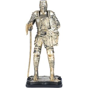 H&W 7.1''H Warrior Figurine, Guard Ornament, Soldier Statue, Medieval Armored Knight Decoration, for Office Desk & Study Room, A Gift for Husband/Father/A Real Man, Golden(WS24101-J) in Kuwait