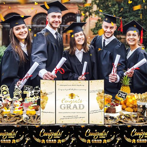 Graduation Signature Board 2026, Black Gold Foil Class of 2026 Guest Book, Congrats Grad Autograph Book, Large Foldable Cardboard Graduation Party Decorations for High School College in Saudi Arabia