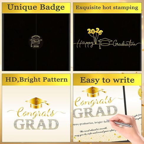Graduation Signature Board 2026, Black Gold Foil Class of 2026 Guest Book, Congrats Grad Autograph Book, Large Foldable Cardboard Graduation Party Decorations for High School College in Saudi Arabia