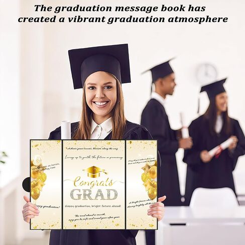 Graduation Signature Board 2026, Black Gold Foil Class of 2026 Guest Book, Congrats Grad Autograph Book, Large Foldable Cardboard Graduation Party Decorations for High School College in Saudi Arabia