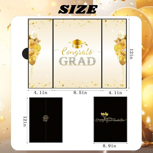 Graduation Signature Board 2026, Black Gold Foil Class of 2026 Guest Book, Congrats Grad Autograph Book, Large Foldable Cardboard Graduation Party Decorations for High School College in Saudi Arabia