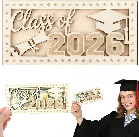 4 Pieces Black Class of 2026 Graduation Money Holder, Elegant Wooden Cash Gift Box for Graduates, Ideal College High School Graduation Gift in Saudi Arabia