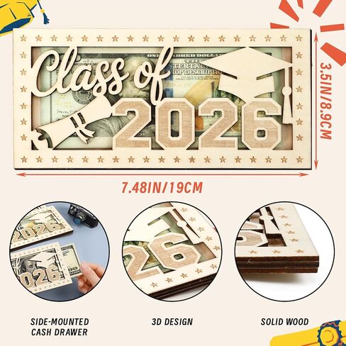 4 Pieces Black Class of 2026 Graduation Money Holder, Elegant Wooden Cash Gift Box for Graduates, Ideal College High School Graduation Gift in Saudi Arabia