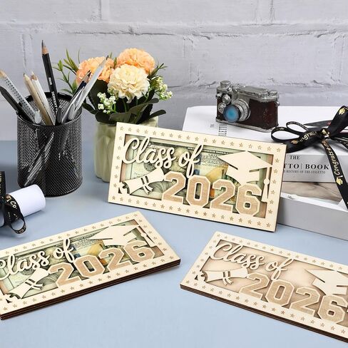 4 Pieces Black Class of 2026 Graduation Money Holder, Elegant Wooden Cash Gift Box for Graduates, Ideal College High School Graduation Gift in Saudi Arabia