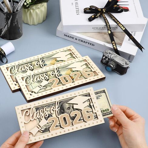 4 Pieces Black Class of 2026 Graduation Money Holder, Elegant Wooden Cash Gift Box for Graduates, Ideal College High School Graduation Gift in Saudi Arabia