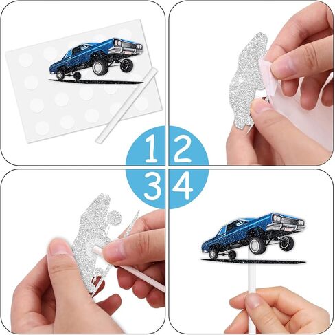 18pcs بريق الكلاسيكية خمر سيارة كب كيك توبر يهتف إلى الرجعية منخفضة رايدر موضوع الذكرى حزب الديكور يختار للرجال النساء عيد ميلاد سعيد ديكور لوازم in Kuwait