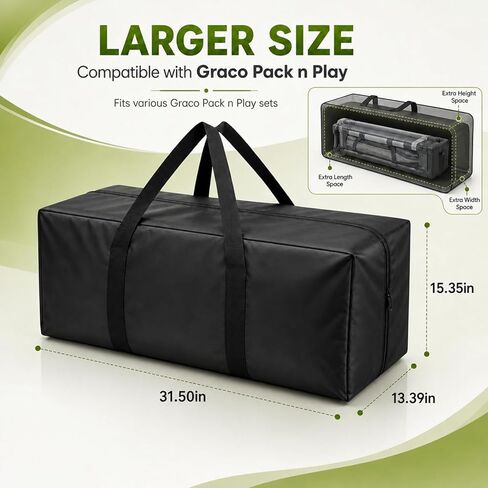 حقيبة حمل أكبر متوافقة مع مجموعات Graco Pack n Play المتنوعة، حقيبة تخزين أكسفورد شديدة التحمل، حقيبة سفر مقاومة للماء والتمزق من أجل Graco Pack n Play، قابلة للطي للطائرة والقطار in Kuwait