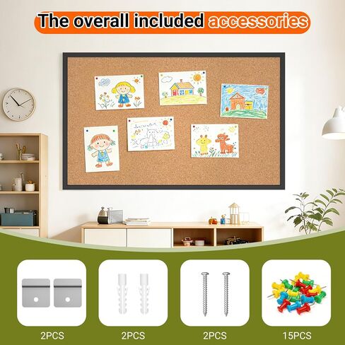 Forlogic Cork Board Bulletin Board with Black Wood Frame， 32 x 48 Large Corkboard Pin Board for Wall,Office,Home and School in Saudi Arabia