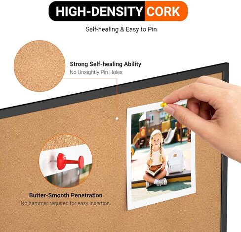 Forlogic Cork Board Bulletin Board with Black Wood Frame， 32 x 48 Large Corkboard Pin Board for Wall,Office,Home and School in Saudi Arabia