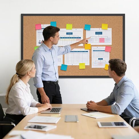 Forlogic Cork Board Bulletin Board with Black Wood Frame， 32 x 48 Large Corkboard Pin Board for Wall,Office,Home and School in Saudi Arabia