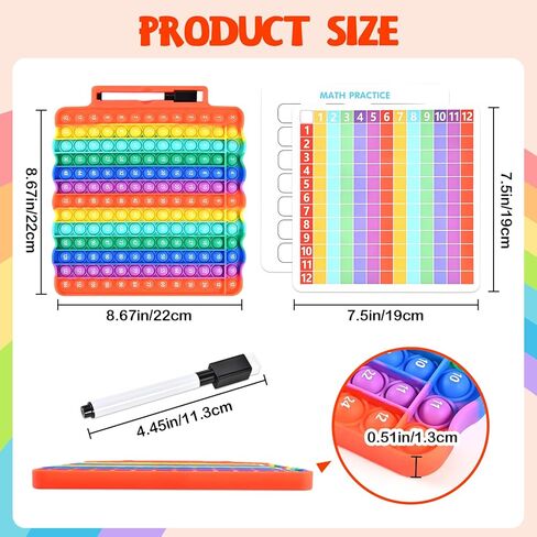 Multiplication Games for Kids, 12x12 Multiplication Board with Rainbow Charts, Double-Sided Sensory Math Learning Games with Dry Erase Marker, Addition & Multiplication in Kuwait