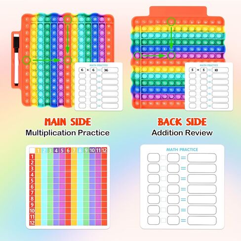 Multiplication Games for Kids, 12x12 Multiplication Board with Rainbow Charts, Double-Sided Sensory Math Learning Games with Dry Erase Marker, Addition & Multiplication in Kuwait