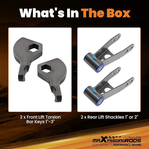 طقم رفع التسوية maxpeedingrods لسيارة دودج دورانجو 1998-2003 4WD، طقم رفع التعليق الأمامي 1-3 بوصة و2 بوصة خلفي مع تركيب زرك الشحوم، مفتاح مزور مطور in Kuwait