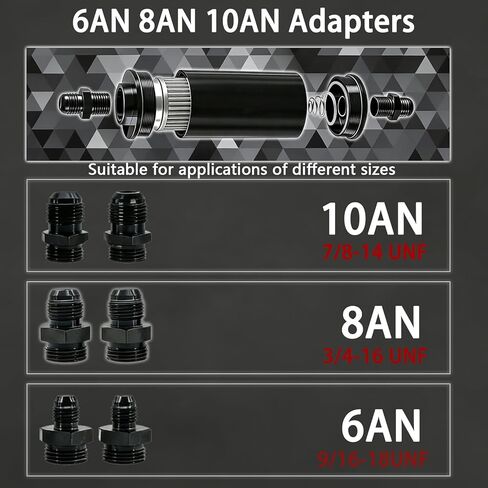 10 micron inline fuel filter with 6AN 8AN 10AN Adapter and Bracket Clip 50MM Black Universal in Saudi Arabia