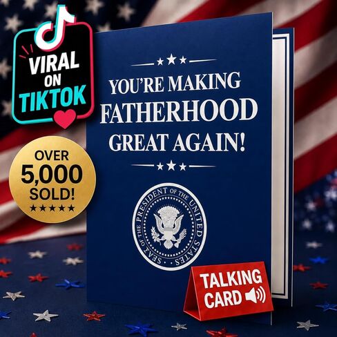 Talking Father’s Day Card with Sound, Funny Patriotic Audio Greeting Card for Dad Husband Grandpa, 35-Second Voice Message, 5x7 Best Dad Gift from Son Daughter Wife in Kuwait