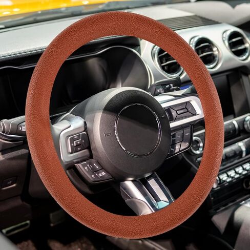 Silicone Steering Wheel Cover, Universal Fit, Brown, Anti-Slip, Soft Touch, for 14-15.7 in Steering Wheels in Saudi Arabia