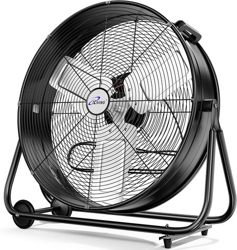 iLIVING 24" High Velocity Drum Fan Industrial, Commercial, Residential Air Circulator for Garage, Shop, Patio, Barn, Greenhouse, Speed Control 7700CFM, UL Listed,Black in Saudi Arabia