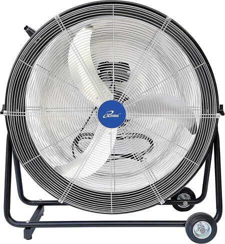 iLIVING 24" High Velocity Drum Fan Industrial, Commercial, Residential Air Circulator for Garage, Shop, Patio, Barn, Greenhouse, Speed Control 7700CFM, UL Listed,Black in Saudi Arabia