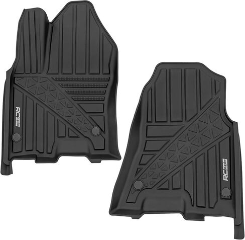 Rough Country Flex-Fit Floor Mats for Ram 1500 (2025-2026) Crew Cab - Front & Rear Set, Custom All-Weather Non-Slip TPE Liners with Spill Saver Lip in Kuwait