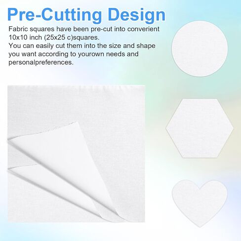 20pcs 10x10 Inch White Cotton Fabric Squares, Cotton Precut Quilting Fabric Bundles, Embroidery Cloth for Craft Lovers DIY Sewing Crafting in Kuwait