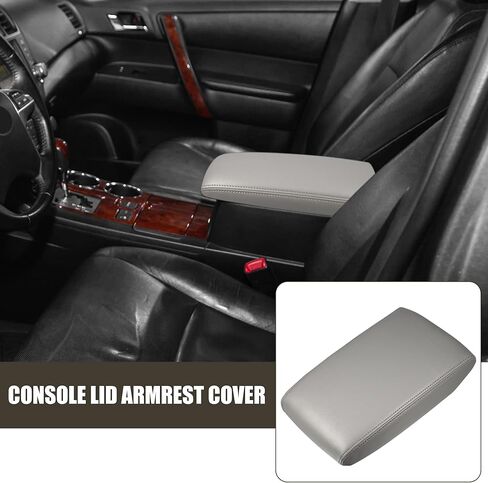 X AUTOHAUX Car Center Console Lid Armrest Seat Box Cover Protector for Toyota Highlander 3.5L 2008-2014 Armrest Cover Pad Faux Leather Gray in Saudi Arabia