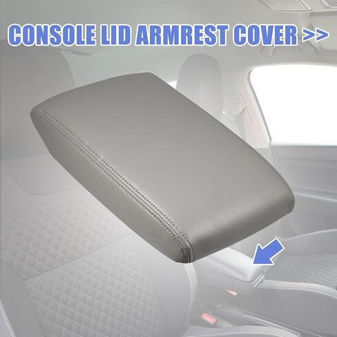 X AUTOHAUX Car Center Console Lid Armrest Seat Box Cover Protector for Toyota Highlander 3.5L 2008-2014 Armrest Cover Pad Faux Leather Gray in Saudi Arabia