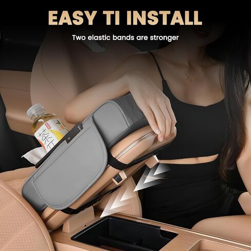 منظم وحدة التحكم المركزية 4 في 1 من LEIWOOR مع وسادة مسند ذراع قابلة لضبط الارتفاع - صندوق تخزين جلدي، وسادة وسادة وغطاء واقي، ملحقات داخلية عالمية (رمادي، كبير) in Kuwait