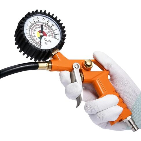 Professional Pneumatic Tire Inflator with Precision Pressure Gauge 3-in-1 Inflation, Pressure Measurement, and Deflation Function 0-220 PSI Suitable for Cars, Motorcycles, Bicycles, and RVs in Saudi Arabia