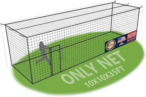 SHANTRA Batting Cage Net, 55'L/35'L/20'L, Fully Enclosed Baseball & Softball Cage Netting - NET ONLY - Not Include Poles and Frame - PE Hitting Cage Net with Door, Batting Nets for Baseball Backyard in Saudi Arabia