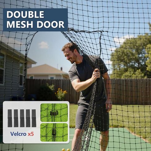 SHANTRA Batting Cage Net, 55'L/35'L/20'L, Fully Enclosed Baseball & Softball Cage Netting - NET ONLY - Not Include Poles and Frame - PE Hitting Cage Net with Door, Batting Nets for Baseball Backyard in Saudi Arabia