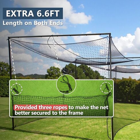SHANTRA Batting Cage Net, 55'L/35'L/20'L, Fully Enclosed Baseball & Softball Cage Netting - NET ONLY - Not Include Poles and Frame - PE Hitting Cage Net with Door, Batting Nets for Baseball Backyard in Saudi Arabia