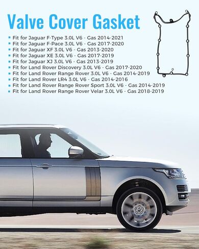 مجموعة حشية غطاء صمام المحرك مناسبة لسيارة Jaguar F-Type F-Pace XF XE XJ 3.0L، مناسبة لسيارة Land Rover Discovery LR4/ Range Rover Sport Velar 3.0L V6-Gas، استبدل AJ813023، C2D3527، LR041869، LR011220 in Kuwait