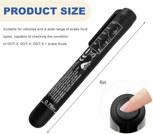 قلم اختبار سائل سائل الفرامل، محلل سائل هيدروليكي للسيارة مع 5 مؤشرات LED، قلم اختبار سائل فرامل السيارة عالي الدقة لـ DOT 3 DOT 4 DOT 5.1، ملحقات السيارة in Kuwait