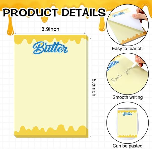 Sayglossy 12 Pcs Cute Butter Sticky Notes Funny Notepads Aesthetic Sticky Notes with 50 Sheets Each for Students Office School Journaling Scrapbooking Back to School Supplies 3.9 x 5.5 Inches in Kuwait