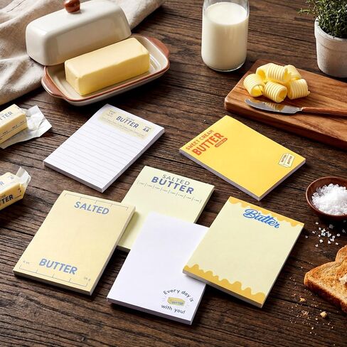 Sayglossy 12 Pcs Cute Butter Sticky Notes Funny Notepads Aesthetic Sticky Notes with 50 Sheets Each for Students Office School Journaling Scrapbooking Back to School Supplies 3.9 x 5.5 Inches in Kuwait